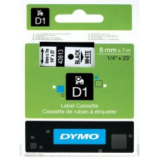 Dymo Black on Whiteite 6mm x7m Tape