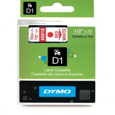 Dymo Red on Whiteite 12mmx7m Tape