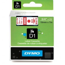 Dymo Red on Whiteite 19mmx7m Tape