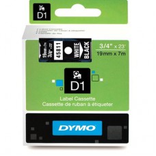 Dymo Whiteite on Black 19mmx7m Tape